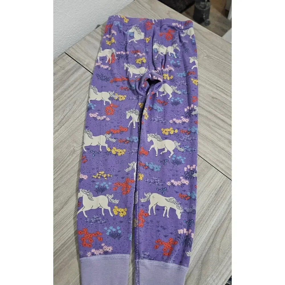 Hanna Andersson Pajama Set Purple White Unicorn Long Sleeve Girls 5